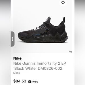 Nike Giannis Immortality 2 EP Black Holographic- Excellent Condition - Size 5Y